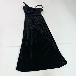 XGen Midi Dress Womens Medium Black Velvet Velour Y2K 90s Strappy Whimsigoth